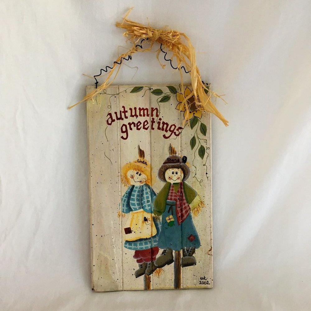 Wooden Autumn Greetings Wall Hanging
